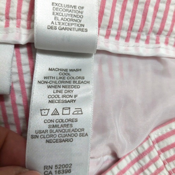 Liz‎ Claiborne Womens 14 Audra Capri Seersucker Stripe Pink White Classic Zipper - Picture 9 of 10